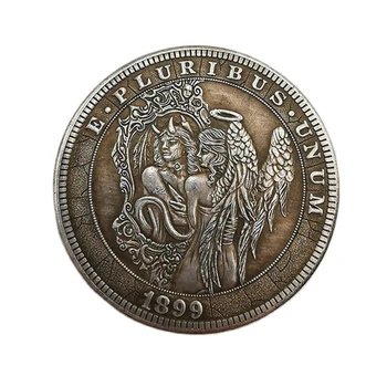 1899 Amerikos Klajūnas Proginę Monetą Angelas ir Demonas, Žalvario, Sidabro Padengtą Senovinių Amatų Monetos Valkata Kolekcines Monetos 1pcs