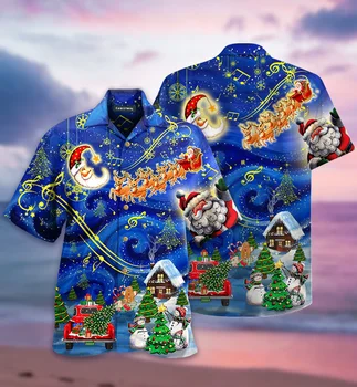 2022 vyriški Marškinėliai trumpomis Rankovėmis Kubos Kalėdų Havajų Marškinėliai Vyrams Viršūnes 3d Atspausdintas Vasaros Atostogas, vyriški Drabužiai vyrams viršų