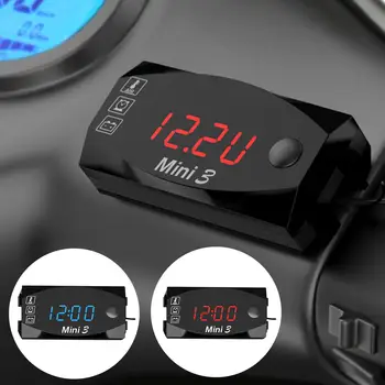 3 in 1 Universalus Motociklas Elektroninis Laikrodis Termometras Voltmeter Žiūrėti Ekranas