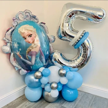 30pcs/Set Disney Užšaldyti Tema Grupė Elsa Anna Folija Balionai 32inch Sidabro Skaičių Kamuoliukus Mėlynas Balionas Gimtadienio Baby Shower Dekoras