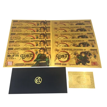 Anime Plastiko Aukso Banknotų korteles Demon Slayer Veiksmų Aukso Spalvos Banknotų Gerbėjų Dovanų Kolekcija
