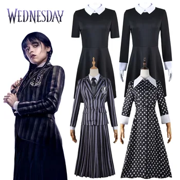 Anime Trečiadienis Adams Šeimos Cosplay Suknelė Kostiumų Komplektai Moterų Derliaus Gotikos Vienodas Mergaičių Juodos Suknelės Uniformos Kostiumas
