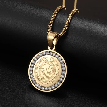 Aukso Spalvos Katalikų Klasikinis Šventasis Tėvas Medalis Pakabukas Karoliai Vyrams, Moterims, Religinių Vėjo Amuletas Papuošalai Dovana