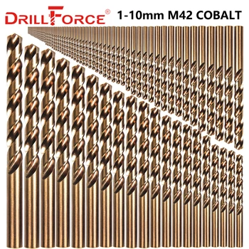 Drillforce 91PCS 1-10MM M42 8% Kobalto Grąžtas Nustatyti,HSS-CO Grąžtas Nustatyta, Gręžimas Grūdinto Plieno, Ketaus &Nerūdijančio Plieno