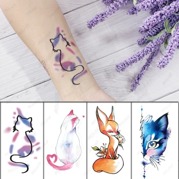 Laikina Tatuiruotė Lipdukas katė modelio Elementas, Smulkių gyvūnų gėlių vandeniui Netikrą Kūno Menas, tatuiruotė už vaikas, mergaitė, berniukas, vyras, moteris