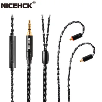 NICEHCK BlackWheat Su Mic 8 Core Sidabro Padengtą varinio Kabelio MMCX/NX7/QDC/0.78 2Pin už DB3 C10 CA4 C12 ZSN ZST-AS10 EDX DB3