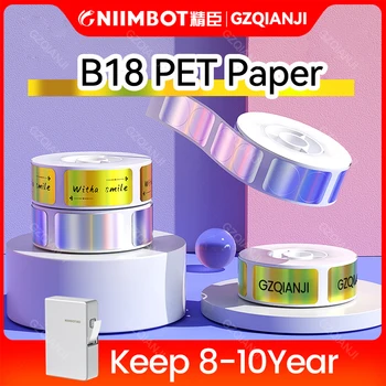 Niimbot B18 Terminės Etiketės PET Popieriaus Ritinius B18 Etikečių Spausdintuvas Maker Balta Spalva Skaidri Cabel Etiketės Pet Dokumentus Ritinius