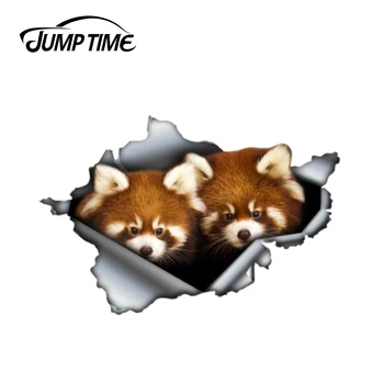 Peršokti Laiko 13cm x 8.6 cm Juokinga, Raudona Panda suplėšyti metalo lipdukas 3D Pet Grafinis Vinilo Decal Automobilio Langą Nešiojamas Bamperis Gyvūnų Automobilių Lipdukai