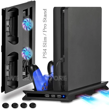 PS4 PRO/SLIM Žaidimų Konsolę Vertikali atrama, Aušinimo Stovas 2 Aušintuvo Ventiliatorius 2 Gamepad Įkrovimo Stotis Sony Playstation Slim 4