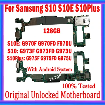 Samsung Galaxy S10 S10E Plius G975U G973U G973F/FD G970F/FD G975F/FD G970U Plokštė 128G Originalus Atrakinti MainBoard Išbandyti