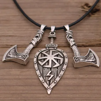Shield Freeship Skandinavų Vikingų ir Piratų Odin varnas Slavų Amuletas, Kardas, Kirvis Shield Pakabukas Karoliai Plaktukas, Kirvis Amuletas Papuošalai