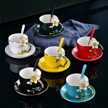 Spalvos vandens puodelį teacup mažos šviežios kavos puodelio patiekalas meilės taurės dovanų aukso kavos puodelio kavos puodelio