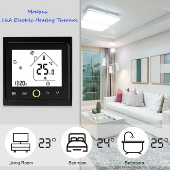 Termostatas Modbus Ryšio 16A Elektros Šildymo Termostatas su LCD Touch NTC Jutiklis Programuojamas Kambario Temperatūros Reguliatorius