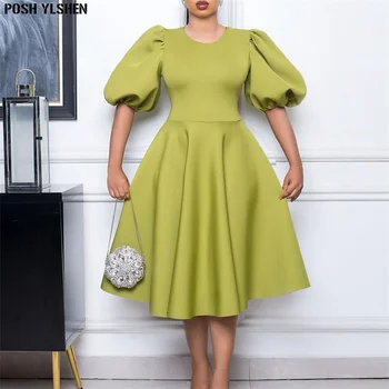Vasara-line Suknelė Afrikos Suknelės Moterims 2023 Elegantiškas Trumpas Žibintų Rankovės Aukšto Liemens Apdaras Africaine Femme Afrikos Drabužiai