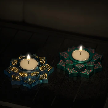 X7YA Dervos Žvakių Laikiklis Silikoninės Formos Kristalų Formos Žvakių Laikiklis Pelėsių Gėlių Lotus Tealight Dervos Pelėsių Namų Dekoro