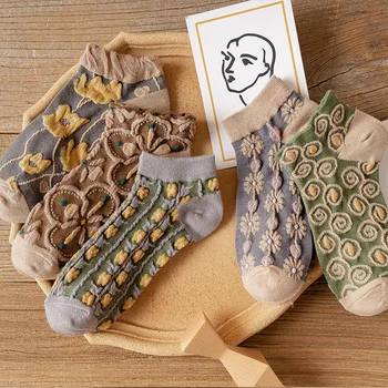5 poros daug naujų mados kojinės moterų nauja pavasario vasaros medvilnė spalva naujovė kojinės mielas atsitiktinis įdomus kulkšnies kojinių maišelį 