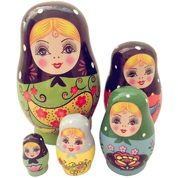 5VNT Kūrybos rusijos Lizdus Lėlės Tradicinių Medinių Rankų darbo Dažytos Žaislas, Lėlė Dovana Žaislas