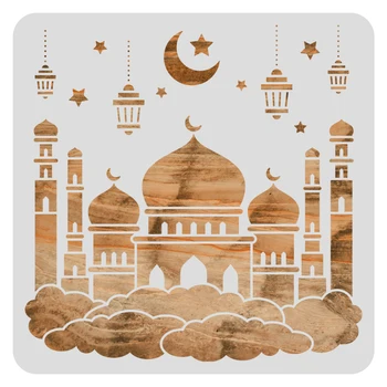 Aikštėje Eid Temą Trafaretai (Templates, Pilies Moon Star Žibintų Plastiko Daugkartinio naudojimo Trafaretai, skirti Medienos, Sienų Tapyba ir Scrapbooking