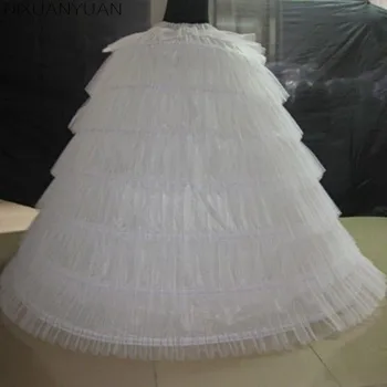Baltas Tiulis Super Reljefiniai Didelis Ilgas Apatiniai sijonai 7 Lankus 7 Tieres Kamuolys Suknelė Vestuvių Suknelės Krinolīns Suaugusių Moterų Underskirt 120cm