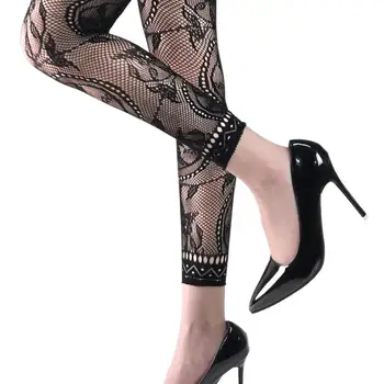 sexy moteris juoda žvejybos tinklas pėdkelnės pėdkelnės, elegantiškos mados tatuiruotė pėdkelnės gyvulių Gotikos Pėdkelnės, Kojinės kulkšnies ilgis apkarpytą
