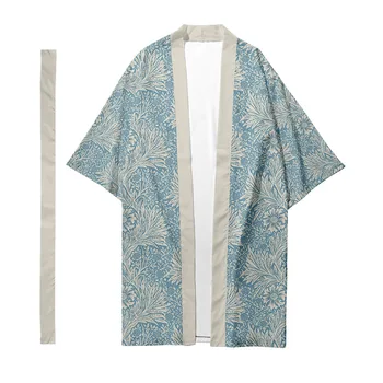 Vyrai, Japonijos Tradicinių Etninių Ilgai Kimono Megztinis Moterų Kimono Augalų, Gėlių Raštas Kimono Marškinėliai Yukata Striukė